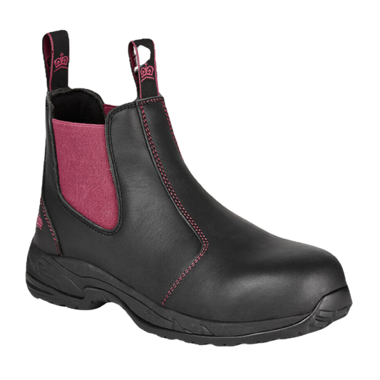 KingGee Women's Tradie Gusset Steel Cap Work Boots - Black