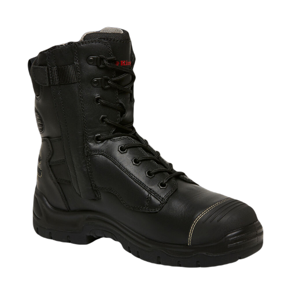 KingGee Men's Phoenix Metguard Zip/Lace Safety Work Boots 8" - Black