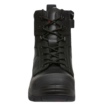 KingGee Men's Phoenix Zip/Lace Safety Work Boots With Scuff Cap - Black