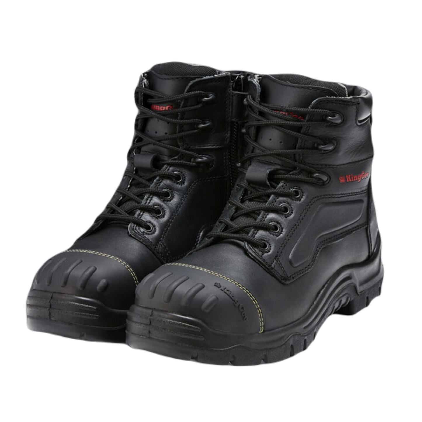 KingGee Men's Phoenix Zip/Lace Safety Work Boots With Scuff Cap - Black