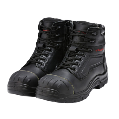 KingGee Men's Phoenix Zip/Lace Safety Work Boots With Scuff Cap - Black