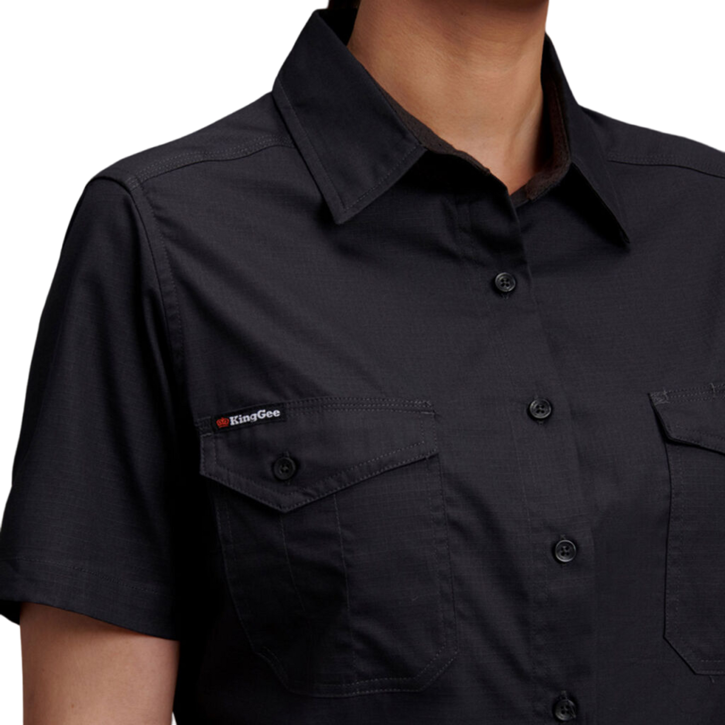 KingGee Women's Workcool 2 Lightweight Short Sleeve Work Shirt - Charcoal