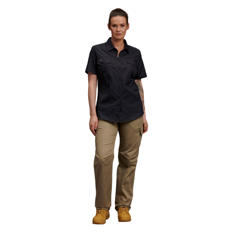 KingGee Women's Workcool 2 Lightweight Short Sleeve Work Shirt - Charcoal