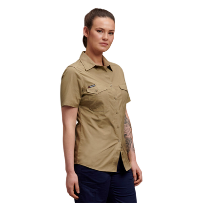 KingGee Women's Workcool 2 Lightweight Short Sleeve Work Shirt - Khaki