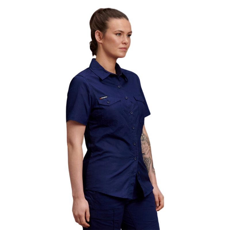 KingGee Women's Workcool 2 Lightweight Short Sleeve Work Shirt - Navy