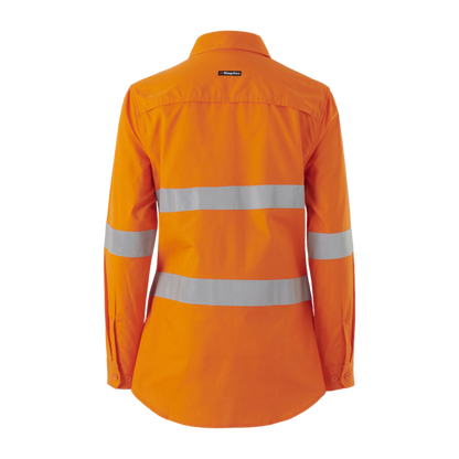 KingGee Women's Workcool Vented Closed Front Shirt Taped Long Sleeve - Orange