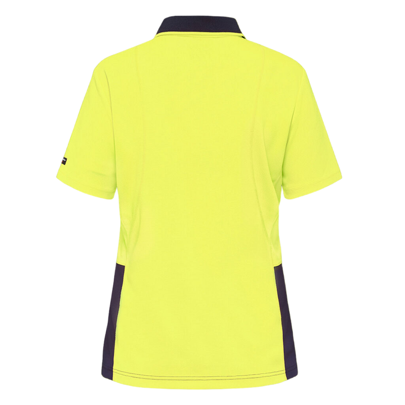 KingGee Women's Workcool Hyperfreeze Hi-Vis Short Sleeve Polo Shirt - Yellow/Navy