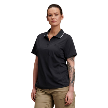 KingGee Women's Workcool Hyperfreeze Short Sleeve Polo Shirt - Charcoal