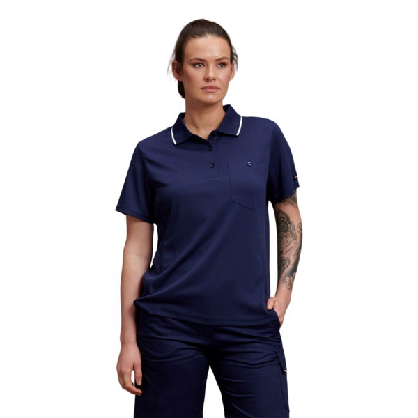 KingGee Women's Workcool Hyperfreeze Short Sleeve Polo Shirt - Navy