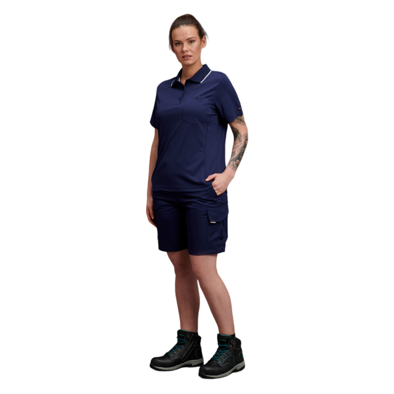 KingGee Women's Workcool Hyperfreeze Short Sleeve Polo Shirt - Navy