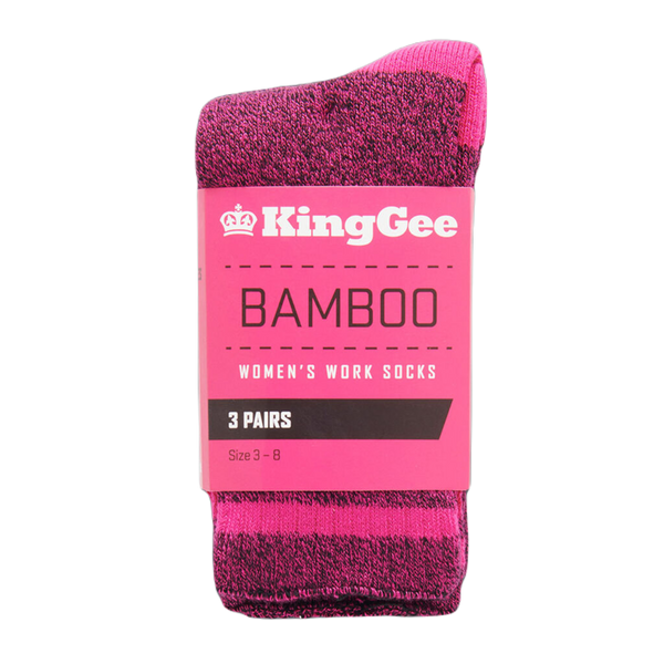 KingGee Women's Bamboo Crew Work Socks - Pink Marle