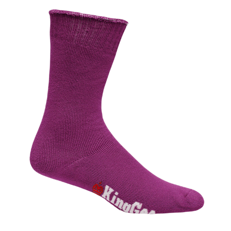 KingGee Women's Bamboo Coloured Crew Socks - 3 Pack - Purple/Teal/Pink