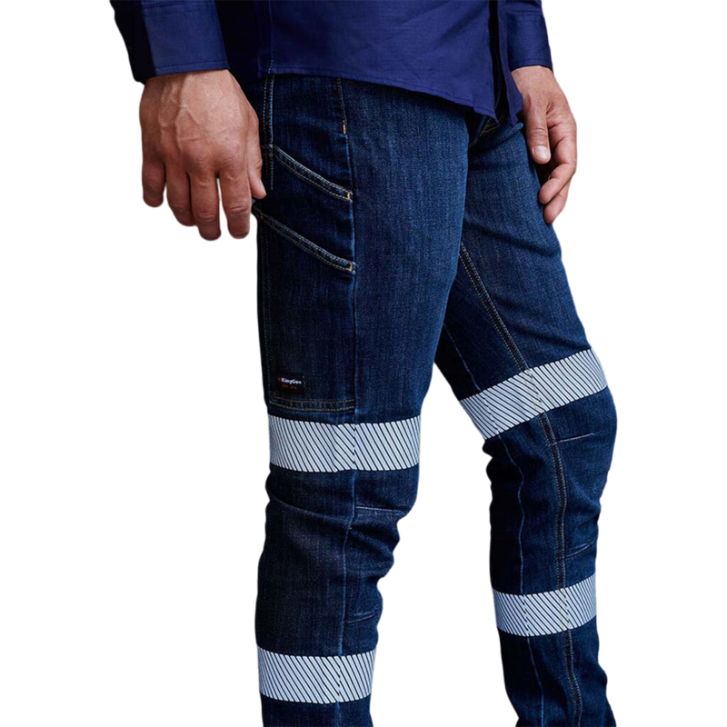 KingGee Men's Urban Coolmax Stretch Slim Reflective Denim Work Jeans - Classic
