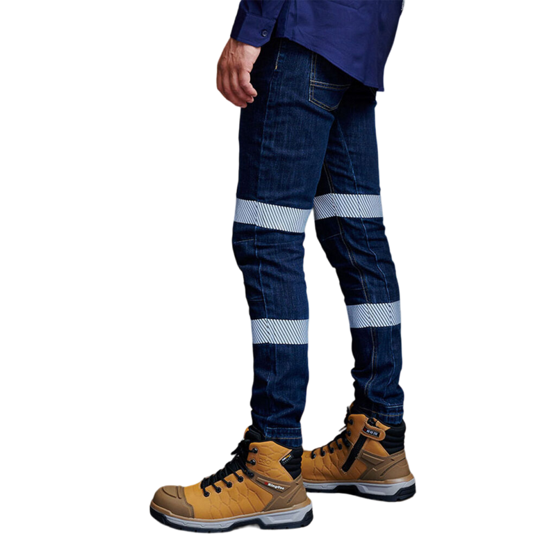 KingGee Men's Urban Coolmax Stretch Slim Reflective Denim Work Jeans - Classic