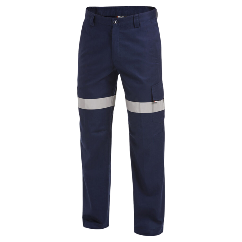 KingGee Men's Workcool 2 Reflective Cotton Drill Cargo Work Pants - Navy