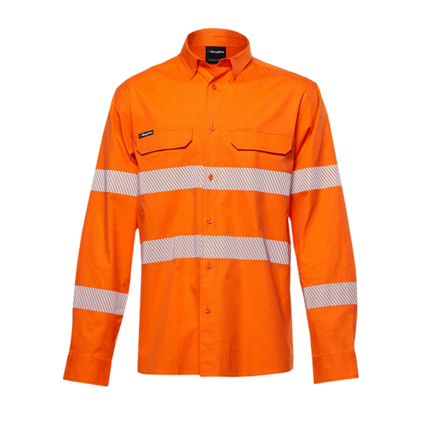 KingGee Men's Workcool Pro Hi-Vis Stretch Reflective Work Shirt - Orange