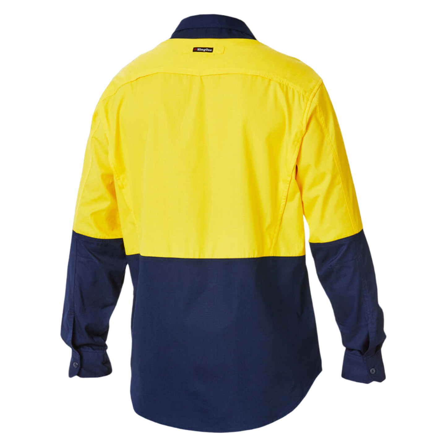 KingGee Men's Workcool 2 Hi-Vis Two Tone Long Sleeve Drill Work Shirt - Yellow/Navy