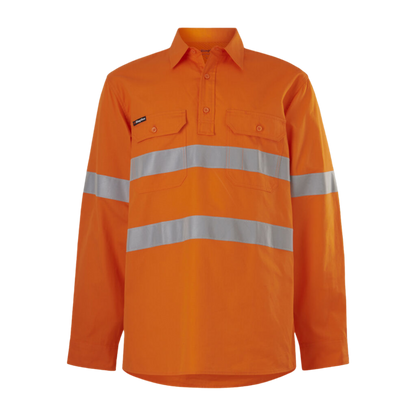 KingGee Men's Workcool Vented Closed Front Shirt Taped Long Sleeve - Orange