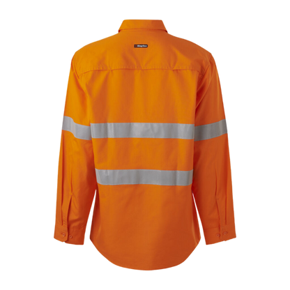 KingGee Men's Workcool Vented Closed Front Shirt Taped Long Sleeve - Orange