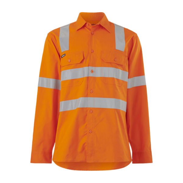 KingGee Men's Workcool Vented X Back Shirt Long Sleeve - Orange
