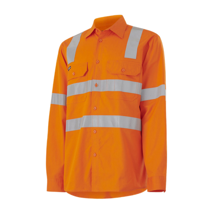 KingGee Men's Workcool Vented X Back Shirt Long Sleeve - Orange
