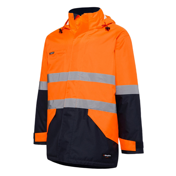 KingGee Men's Hi-Vis Reflective Waterproof Insulated Jacket - Orange/Navy
