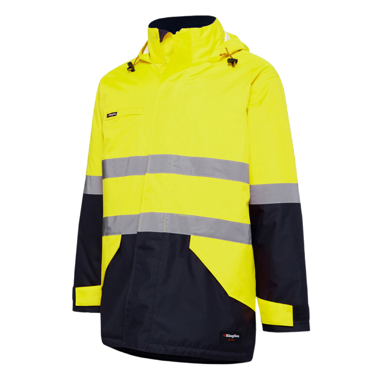 KingGee Men's Hi-Vis Reflective Waterproof Insulated Jacket - Yellow/Navy