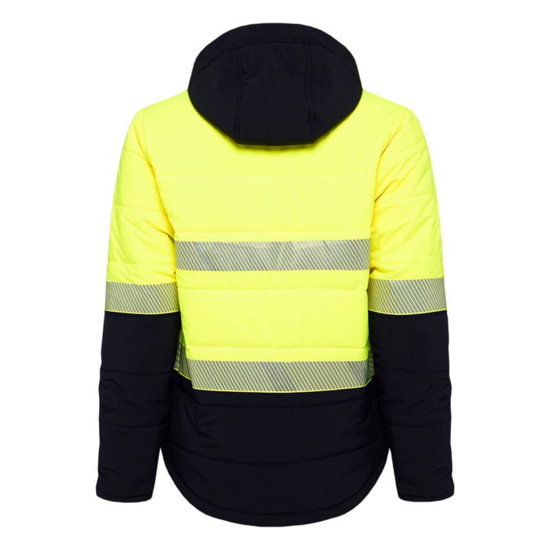 KingGee Men's Hi-Vis Reflective Ripstop Fleece Lined Puffer Jacket - Yellow/Navy