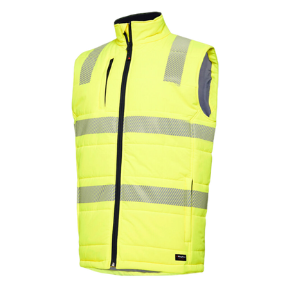 KingGee Men's Hi-Vis Reflective Ripstop Puffer Work Vest - Yellow