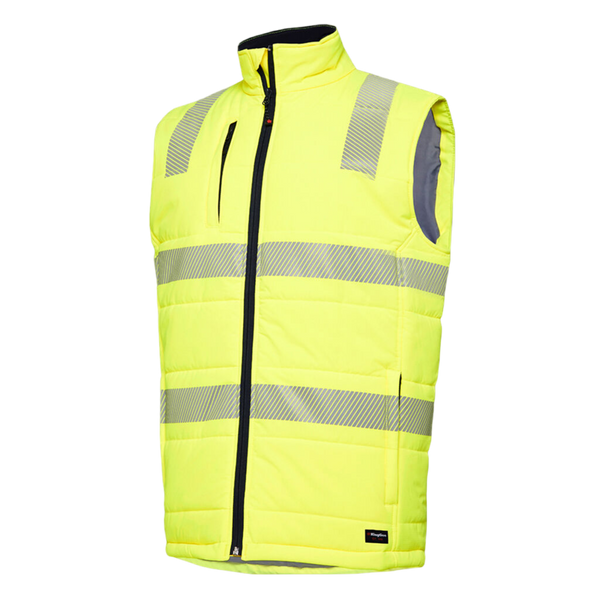 KingGee Men's Hi-Vis Reflective Ripstop Puffer Work Vest - Yellow