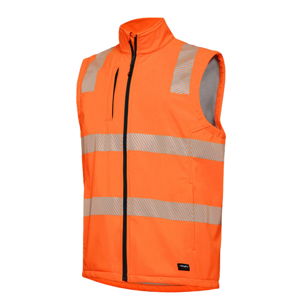 KingGee Men's Hi-Vis Softshell Reflective Ripstop Work Vest - Orange