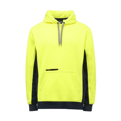 KingGee Men's Hi-Vis Fleece Pullover Hoodie - Yellow/Navy