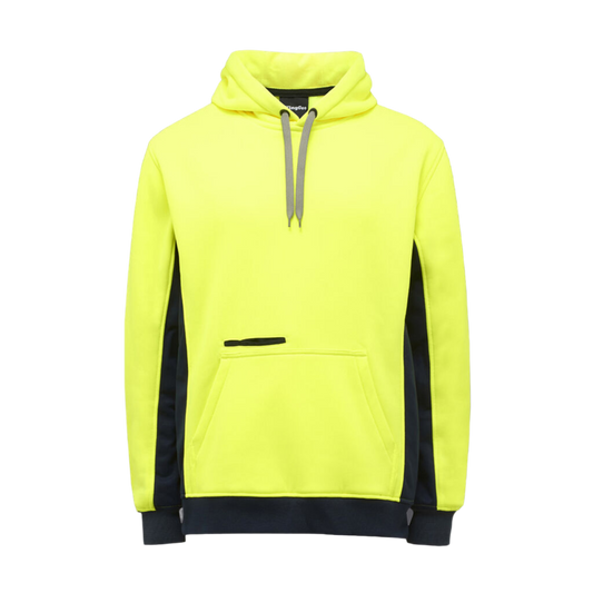 KingGee Men's Hi-Vis Fleece Pullover Hoodie - Yellow/Navy