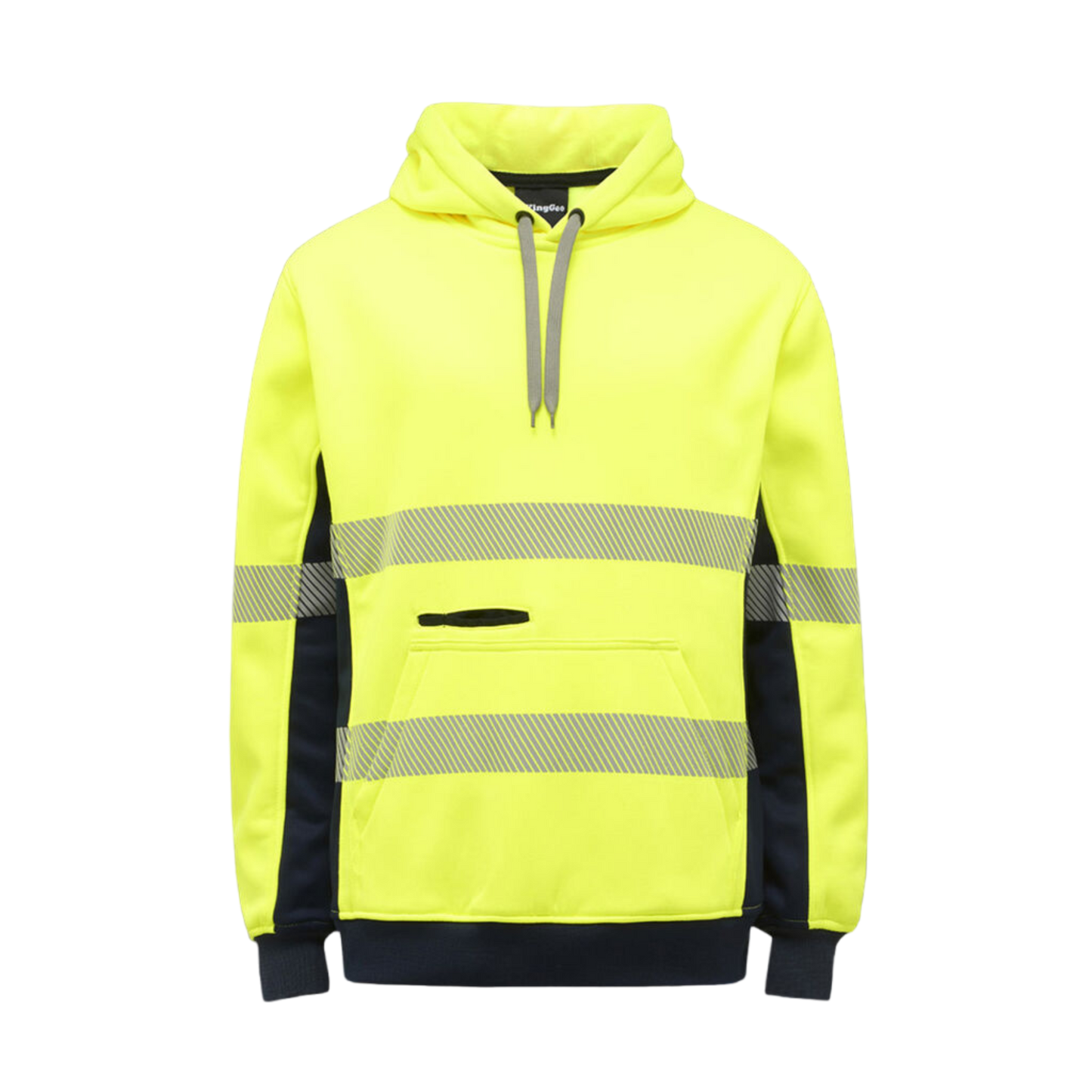 KingGee Men's Hi-Vis Reflective Pullover Hoodie - Yellow/Navy