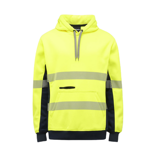 KingGee Men's Hi-Vis Reflective Pullover Hoodie - Yellow/Navy