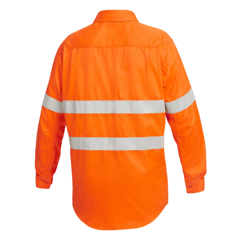 KingGee Men's Shieldtec Lenzing Fr Hi-Vis Spliced Open Front Taped Shirt - Orange