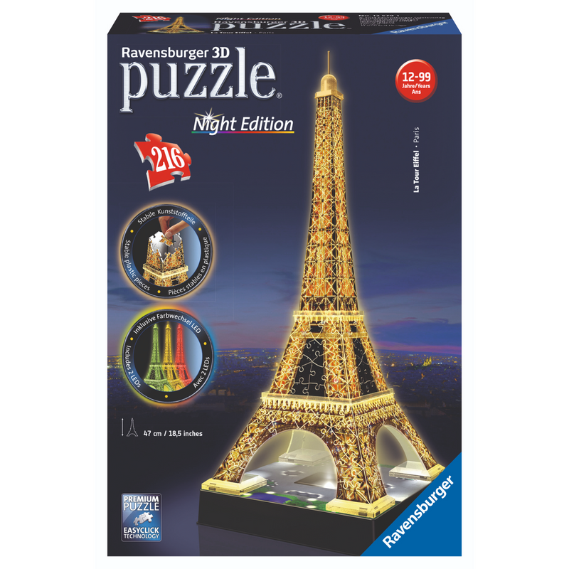 Ravensburger - Eiffel Tower at Night 3D Puzzle 216 pieces