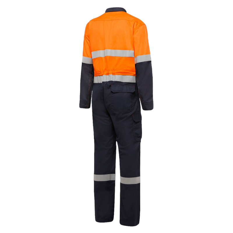 KingGee Men's Shieldtec Fr Hi Vis Two Tone Coverall With Fr Tape - Orange/Navy