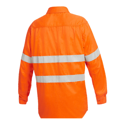 KingGee Men's Shieldtec Fr Hi Vis Closed Front Taped Shirt - Safety Orange