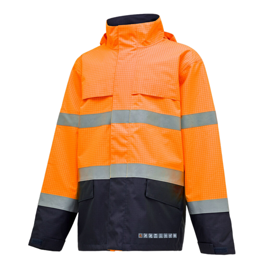 KingGee Men's Fr Wet Weather Jacket - Orange/Navy