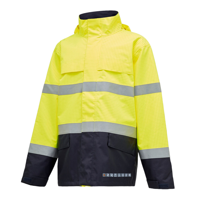 KingGee Men's Fr Wet Weather Jacket - Yellow/Navy