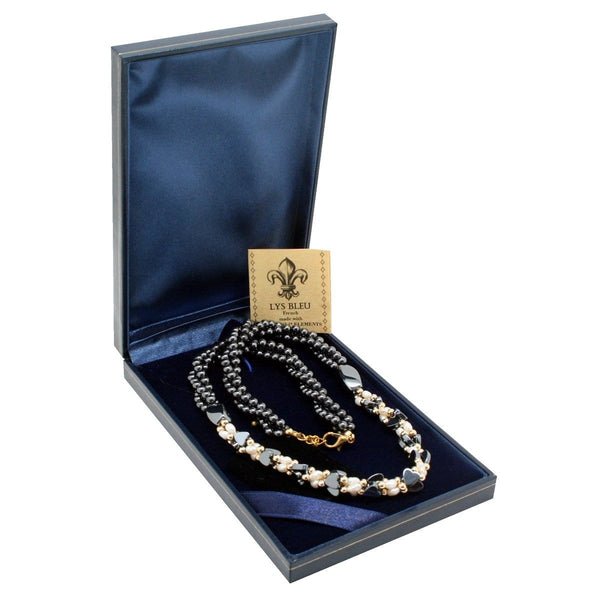 [Clearance] Lys Bleu Hematite & Pearl Necklace with Swarovski Elements