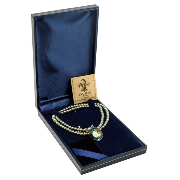 [Clearance] Lys Bleu Crystal Disc & Pearl Necklace with Swarovski Elements