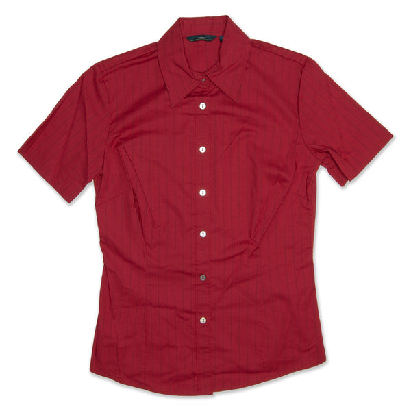 NNT Women's Short Sleeve Shirt - Red/Black Stripe