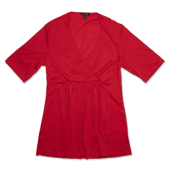 StyleCorp Short Sleeve V-Neck Flattering Blouse - Red Workwear StyleCorp 