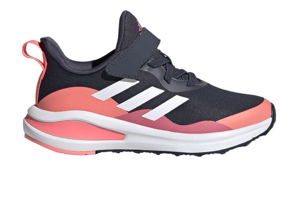 Adidas Girls' Fortarun Elastic Lace Top Strap Running Shoes (Shadow Navy/White/Acid Red)
