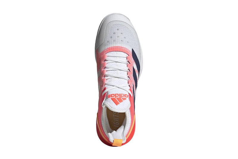 Adidas Women's Adizero Ubersonic 4 Tennis Shoes (White/Blue Rush/Acid Red)