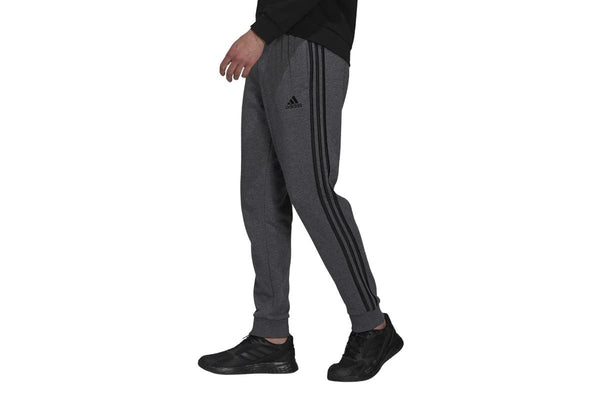 Adidas Men's 3 Stripe French Terry Pants (Dark Grey Heather/Black)