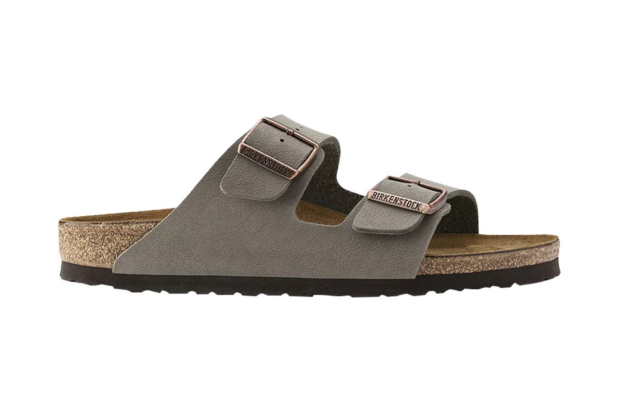 Birkenstock Arizona Birko-Flor Nubuck Regular Fit Sandal (Stone)