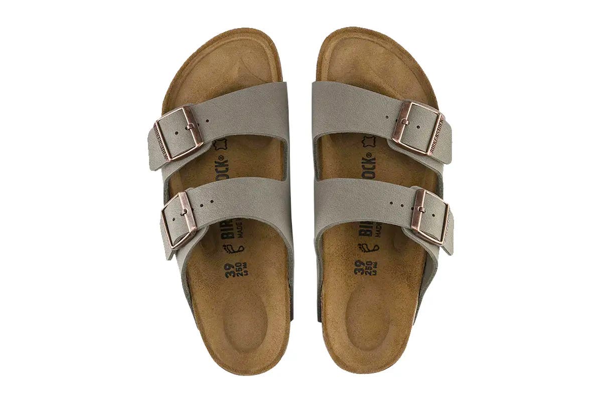 Birkenstock Arizona Birko-Flor Nubuck Regular Fit Sandal (Stone)